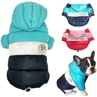 Imagem de Jaqueta impermeável para cães inverno roupas quentes para cães pequenos com capuz buldogue francês Pug casacos roupas para animais de estimação (tam 20) FARMHOUSE BRAZIL (AZUL, Pequeno)