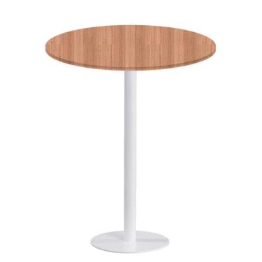 Imagem de Mesa Pisa Beta Bistrô Fratini 107,50cm (a) Disco Redondo Branco Tampo Mdp Redondo Noce Nat 70cm (l)