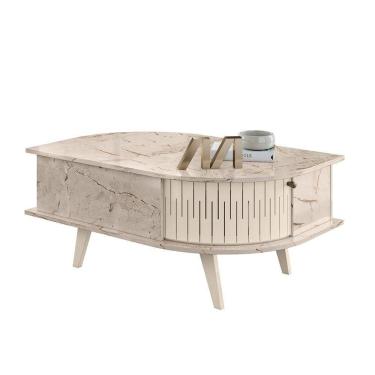 Imagem de Mesa De Centro Retrô Indianápolis - 7 Decor Calacata E Off White