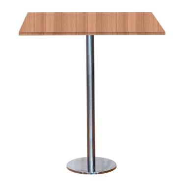 Imagem de Mesa Pisa Beta Bistrô Fratini 107,50cm (a) Disco Redondo Inox Tampo Mdp Quadrado Noce Nat 60cm (l)