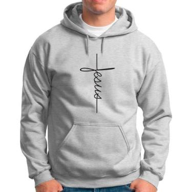Imagem de Blusa Moletom Jesus Cruz Fé Gospel Top - 5053 - Core Base, Cinza, G
