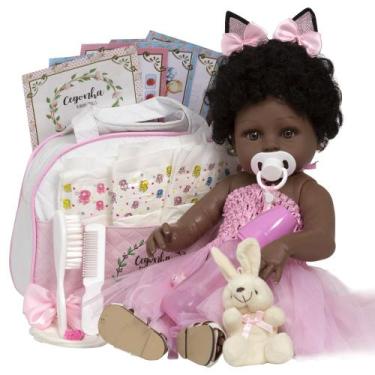 Imagem de Bebe Tipo Reborn Recém Nascida Pretinha Linda Bailarina 46cm - Cegonha