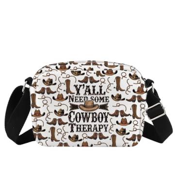 Imagem de BNQL Bolsa tiracolo cowboy Country Western Gifts Western Cowgirl Boots Hats Gifts Y'All Need Some Cowboy Therapy Shoulder Bag