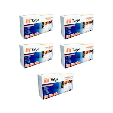 Imagem de Kit 5 caixas de Máscaras Branca Tripla 50 Unidades Descartável com Elástico