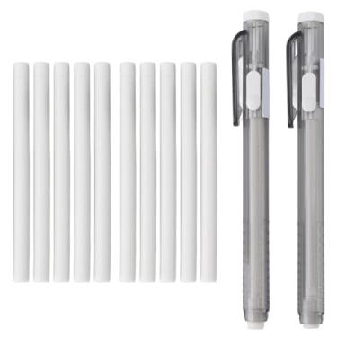 Imagem de Caneta e reabastecimento de borracha mecânica retrátil Conjunto 2 canetas apagadoras retráteis com 10 recargas de borracha para estudantes de escritórios da escola Engenheiros de