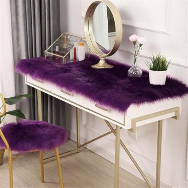 Imagem de Capa De Pele Sintética Fofa E Macia Para Cadeira Sofá Mesa Chão, Tapete De Área De Pele De Carneiro Falso De Pelúcia Para Quarto Sala De Estar Branco Cinza, Purple 2, 15.7"x 47.2"/40x120cm