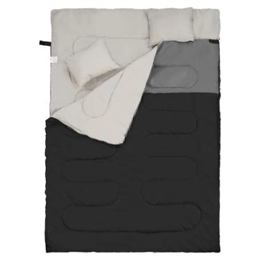 Imagem de Elevon Saco de dormir duplo com 2 travesseiros para adultos, saco de dormir queen size GG, impermeável, compacto com saco de compressão, sacos de dormir para 2 pessoas para 3 a 4 estações de