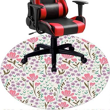 Imagem de Tapete de cadeira de escritório com flores, textura de flor, tapete de cadeira de mesa para piso de madeira de escritório doméstico, protetor de piso de pilha baixa multiuso, redondo, 99 cm