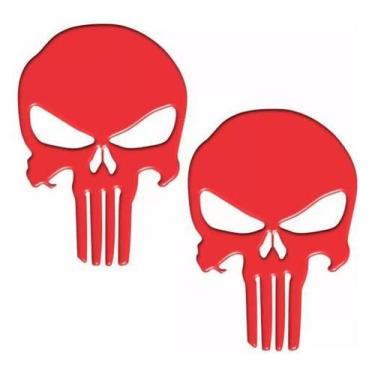 Imagem de Par Adesivo Caveira Justiceiro Carro Moto Vermelho Res26 - Spts