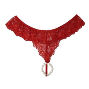 Imagem de Calcinha Tailandesa Fio Dental Com Pérolas - LorenStephany, Branco, GG