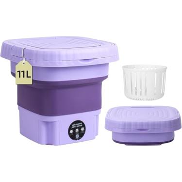Imagem de Mini Lavadora Portátil 11L Dobrável Compacta 3 Modos Limpeza Profunda Ideal Roupas Íntimas e Lavagem Rápida