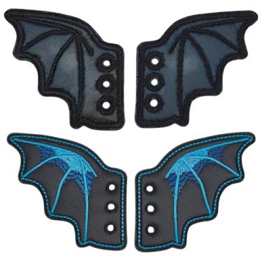 Imagem de DELORIGIN 2 pares de sapatos de asa de morcego decoração de sapatos de couro com asas de morcego acessórios para bricolage botas artesanais patins tênis tênis de corrida lona Roller Derby Halloween