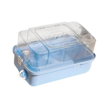 Imagem de IEUDNS Gaiola para hamster de saída, recipiente para habitat, estojo portátil para transporte de hamster, gaiola para pequenos animais, gerbilos, pequenos, Azul