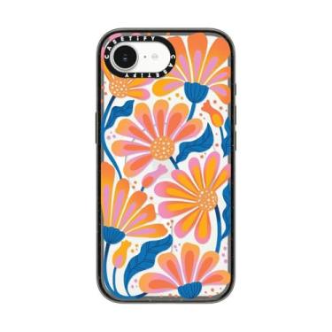 Imagem de CASETiFY Capa Impact para iPhone 16e [4X testado contra quedas de grau militar/proteção contra quedas de 2,5 metros/compatível com Magsafe] - Margarida preguiçosa - preto transparente