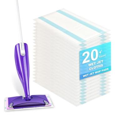 Imagem de 20 refis descartáveis de esfregão (29,5 cm x 15 cm) para esfregões Swiffer WetJet e similares, altamente absorvente, adequado para todas as superfícies de piso, limpeza profunda de manchas
