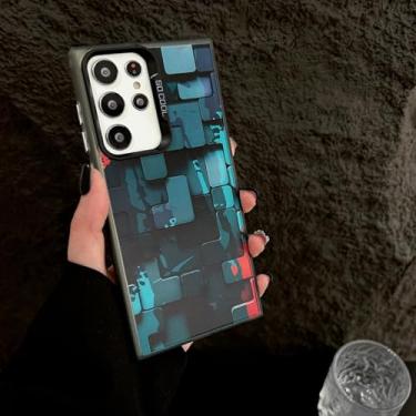 Imagem de MVVKKY para Samsung A56 Luxury Colorful Block Phone Case Pc Plating Cover (para Samsung A56/Preto LvMoF)