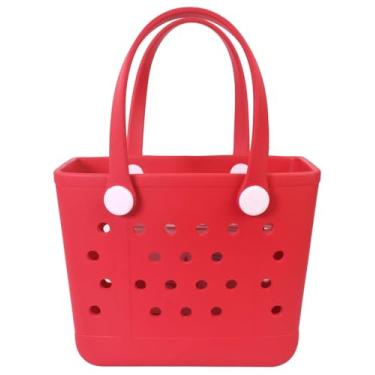 Imagem de Addoklm Bolsa de praia de borracha leve X grande para impermeável, bolsa aberta durável para barco, piscina, esportes, academia, Vermelho, Small