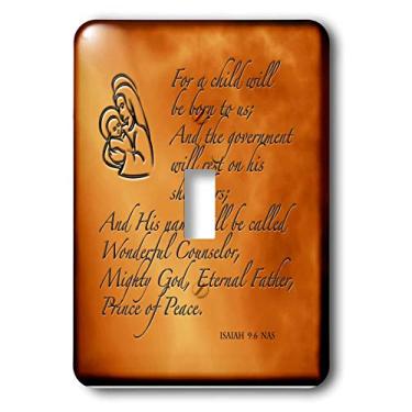 Imagem de 3dRose lsp_31347_1 Isaiah 9 6 Verso da Bíblia preditando Jesus Nascimento para o Natal Gravado em Cobre Interruptor de Interruptor, Multicolorido
