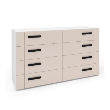 Imagem de Cômoda Lisboa 8 Gavetas Creme e Branca