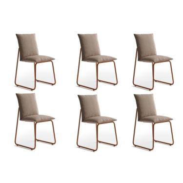 Imagem de Kit 6 Cadeiras Sala Jantar Soft 1750 6 Uni Rose/Linho Areia - Carraro