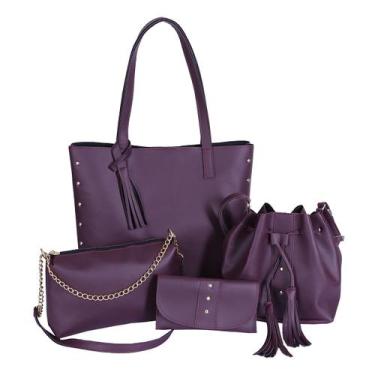 Imagem de Bolsas Feminina Kit 4 Peças Sacola Saquinho Baladinha E Carteira Varia