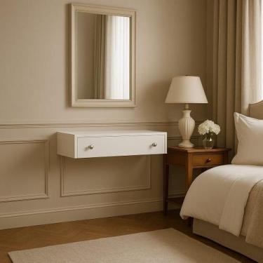 Imagem de Penteadeira Suspensa Organizadora MDF Branco TX corrediças telescópica