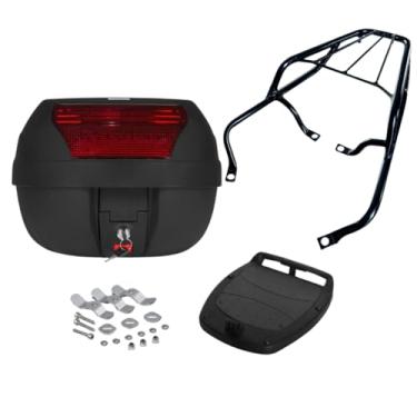 Imagem de Bau Moto，Porta-Bagagens + Top Case 28 Litros 2006-2011 Preto Cromado(Bagageiro Preto + Baú 28L)
