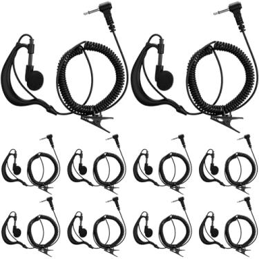 Imagem de Tellegloww Pacote com 10 plugues de 3,5 mm apenas para ouvir, fone de ouvido macio em forma de g, fone de ouvido compatível com rádio bidirecional e microfone para segurança policial e aplicação da