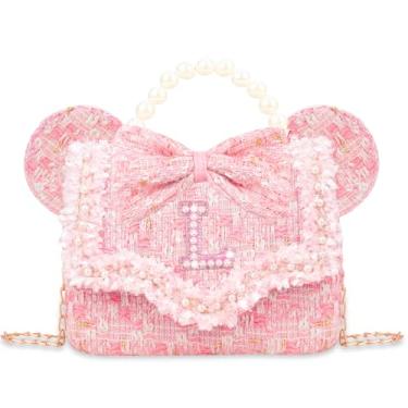 Imagem de Bolsa infantil de presente para meninas – Bolsa tiracolo para meninas, bolsa tiracolo com flores de pérolas, bolsas de ombro para princesas, rosa