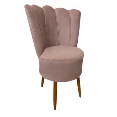 Imagem de Cadeira Poltrona Decorativa Pétala Veludo Luxo Premium Pés Retrô Palit
