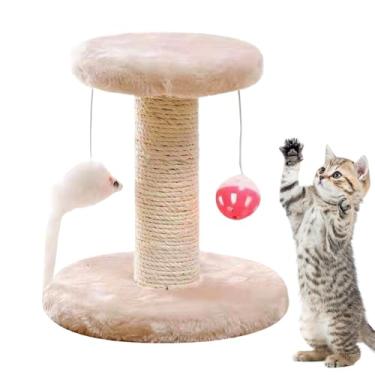 Imagem de Poste arranhador para gatos | Poste arranhador de torre de árvore para ambientes internos, com brinquedo interativo, proteção de móveis, árvore de escalada de gatinho para brincar com correção de