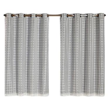 Imagem de Cortina para portas e janelas - Com Blackout em Pvc e Tecido Voil Xadrez 2,8 M X 2,3 M - Modelo Premium (Bege)