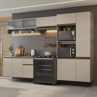 Imagem de Armário De Cozinha Completa 300 Cm Suspenso Nice Madesa 06 Crema