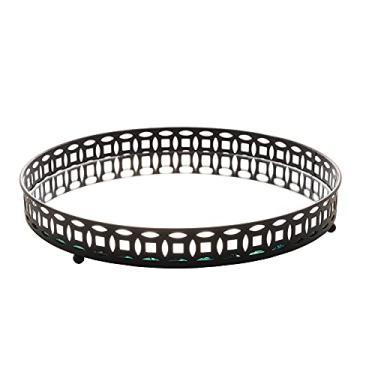 Imagem de BANDEJA DE METAL C/ESPELHO SINGAPURA PRETA 25x4cm