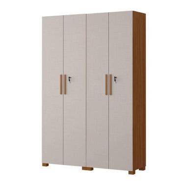 Imagem de Kit com 2 Armários Multiuso Escritório Nt4020 4 Portas e Prateleiras Freijó Trend/Off White TX