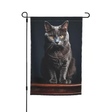 Imagem de Bandeira de jardim, 30 x 45 cm, dupla face, resistente ao clima, bandeiras verticais para gato externo na mesa, bandeira de boas-vindas primavera sazonal para decoração de gramado e pátio