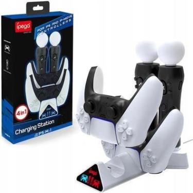 Imagem de Base Dock Carregador 4 Em 1 Luz LED Compativel Com 2 Controle Playstation 5 E 2 Ps Move