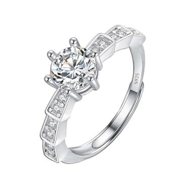 Imagem de Luckilemon Anel de noivado ajustável Moissanite, anel de promessa de eternidade para mulheres, anéis de casamento, presente de joias, joias modernas de amizade, presentes de dia dos namorados para