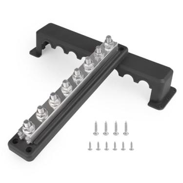 Imagem de ANDO RACING Bloco de distribuição de energia resistente 600A com tampa 8 x 3/20.3 cm (M10) Studs Bus Bar Terminal Block, barramento de alta corrente 12-48V DC caixa de barramento para barco automotivo