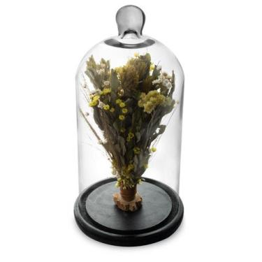 Imagem de Arranjo de Flores Secas na Cúpula Amarelo Redoma 30cm - Pense Flores
