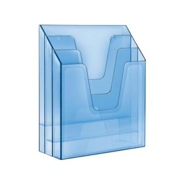 Imagem de Organizador A4 Acrílico Vertical Para Folha Sulfite, Papéis, Documentos e Escritórios(Azul Clear)