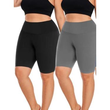 Imagem de Kit 2 Bermudas Femininas G1 Plus Size Fitness Academia Cintura Alta - 