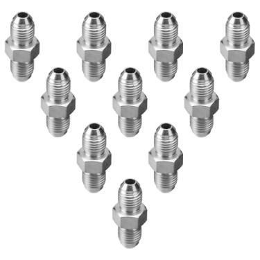 Imagem de Racewill Pacote com 10 adaptadores de mangueira hidráulica: 1/10.2 cm JIC macho x 1/10.2 cm JIC macho, conectores hidráulicos de tubo reto com tampa de proteção