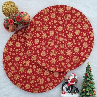 Imagem de Kit Mesa Posta 10 Bases MDF 35CM + 10 Capas de Sousplat Em Tecido Nata