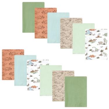 Imagem de Luvable Friends Hudson Baby Flanela Burp Panos, conjunto com 12 unidades, Exploração de dinossauros, 14x20 inches