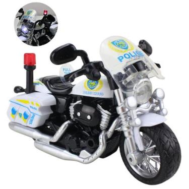Imagem de Brinquedo Moto Policial em Metal 1:32 a Fricção com Luzes e Sons - MSB