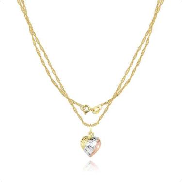 Imagem de Cordão Feminino Ouro 18k 750 + 1 Pingente Coração - Paulistana Joias, 