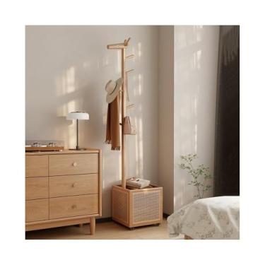 Imagem de ZzleoyuUUs-12 Suporte de casaco de madeira maciça para veados, cabide de chão, quarto, sala de estar, cabeceira, cesto de roupas sujas, cabideiro, cabideiro, cabideiro, cabide móvel (madeira)