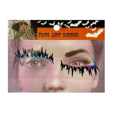 Imagem de Maquiagem Feminina de Halloween para os Olhos Fácil Adesiva Fantasia Gótica Vampira Bruxa Feiticeira