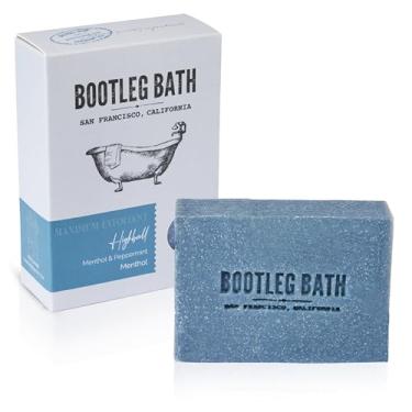 Imagem de BOOTLEG BATH Sabonete em barra esfoliante natural - barra de mentol e pedra-pomes, mentol natural com areia de pedra-pomes, sabonete corporal natural feito nos EUA para homens e mulheres, ecológico